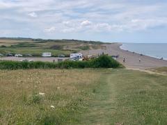 Approaching the beach car park at Weybourne (the start of our walk in April). Happy that we didn't have to walk up the shingle beach, and that the weather is considerably warmer!